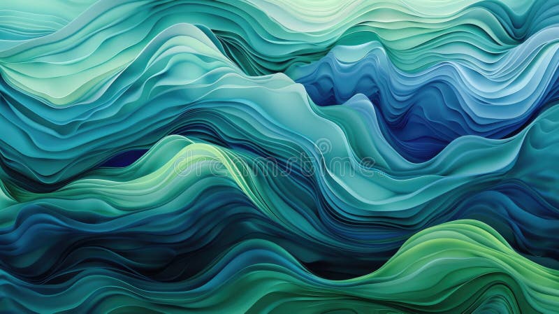 Abstrakta vätskeformiga tealvågor 3d digital konst med mesmeriserande visualer och vibranta tealfärger aig62 vektor illustrationer