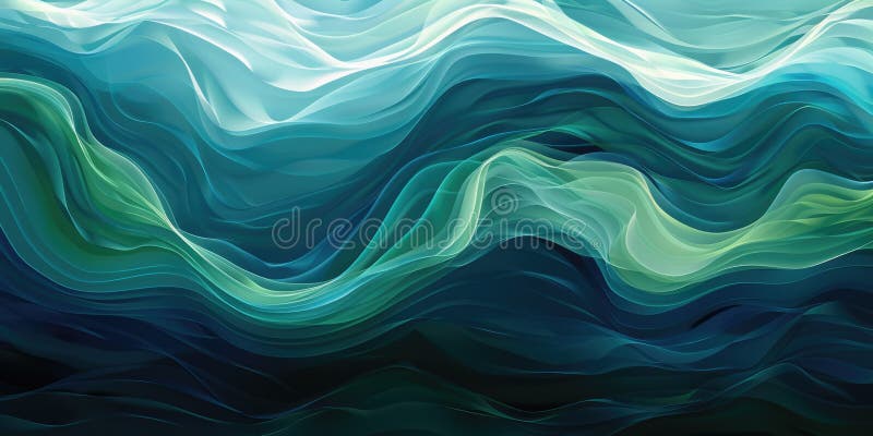 Abstrakta vätskeformiga tealvågor 3d digital konst med mesmeriserande visualer och vibranta tealfärger aig62 royaltyfri illustrationer