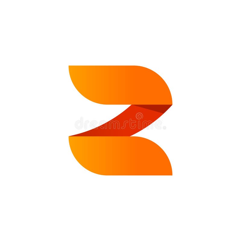 Abstrakta Z listowego loga elementu wektorowy projekt odizolowywający na białym tle, pomarańczowy gradient liczby 2 symbol elegan royalty ilustracja