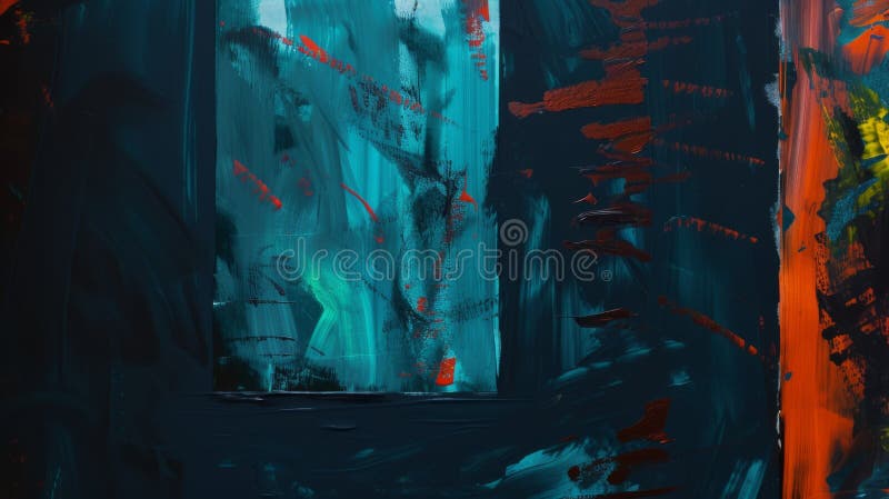 An abstract expressionist painting, with bold strokes of blue and red on a dark backdrop, embodying deep emotional intensity. AI generated. An abstract expressionist painting, with bold strokes of blue and red on a dark backdrop, embodying deep emotional intensity. AI generated