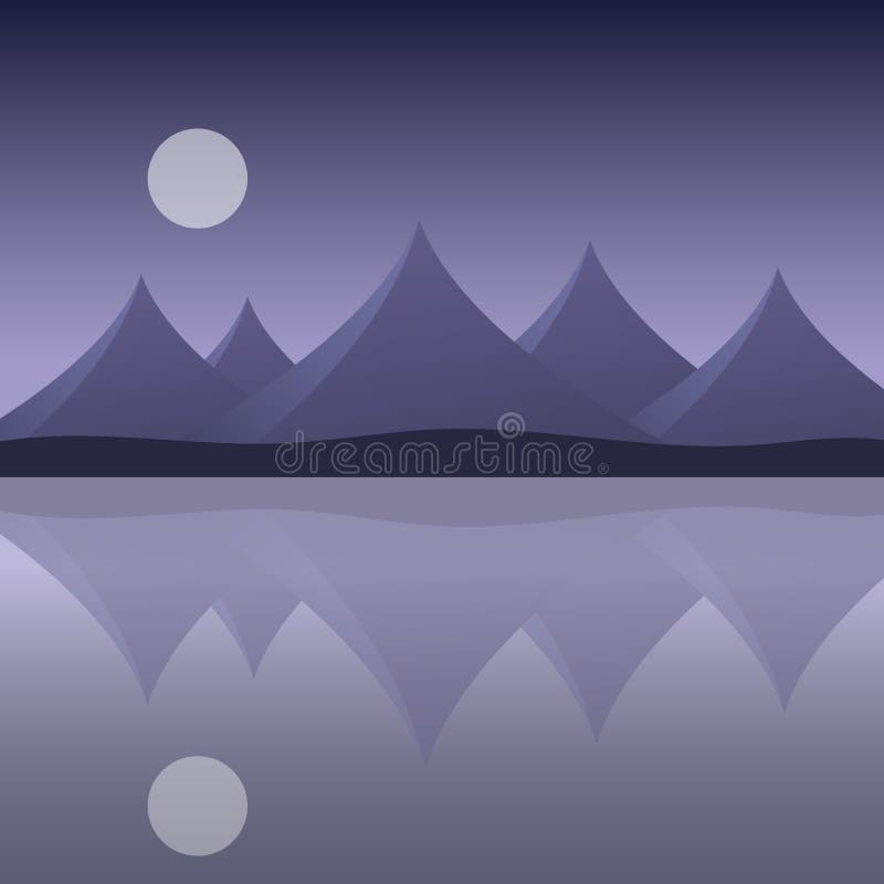 Abstrakte Berglandschaft auf dem Seeufer mit Reflexion herein lizenzfreie abbildung Abstrakte Berglandschaft auf dem Seeufer mit Reflexion herein lizenzfreie abbildung