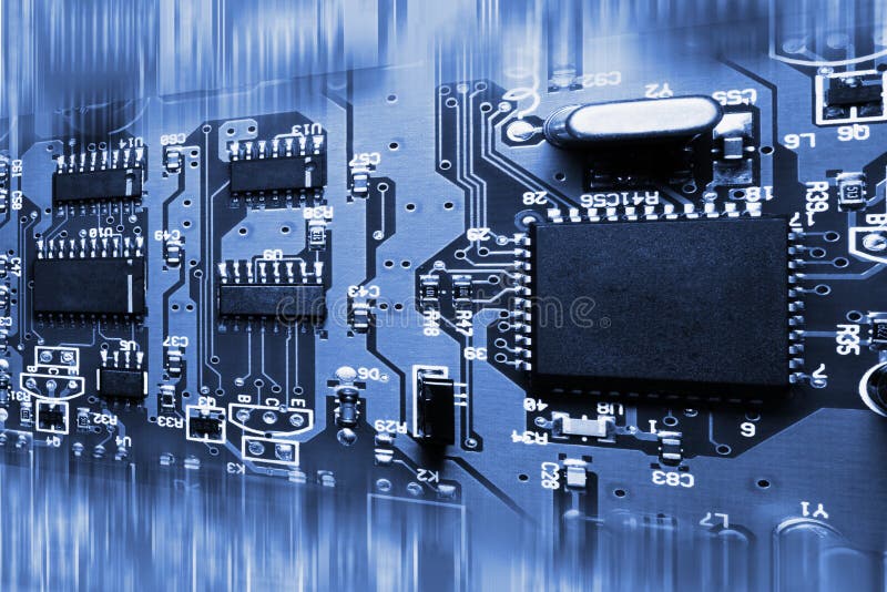 Abstrakte blaue elektronische Leiterplatte stockfotos Abstrakte blaue elektronische Leiterplatte stockfotos