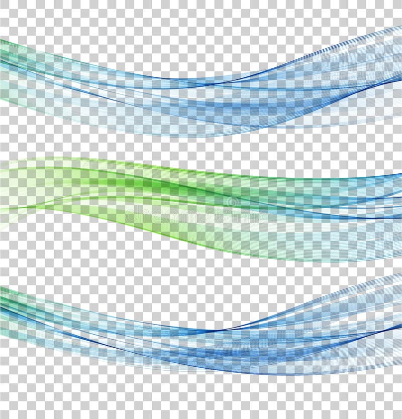Abstrakte blaue und grüne Welle eingestellt auf transparenten Hintergrund stock abbildung