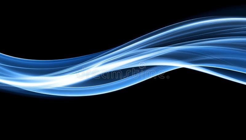 Abstrakte blaue Wave Converting Lines auf schwarzen Background Technologie Futuristische glatte Wavy Image.