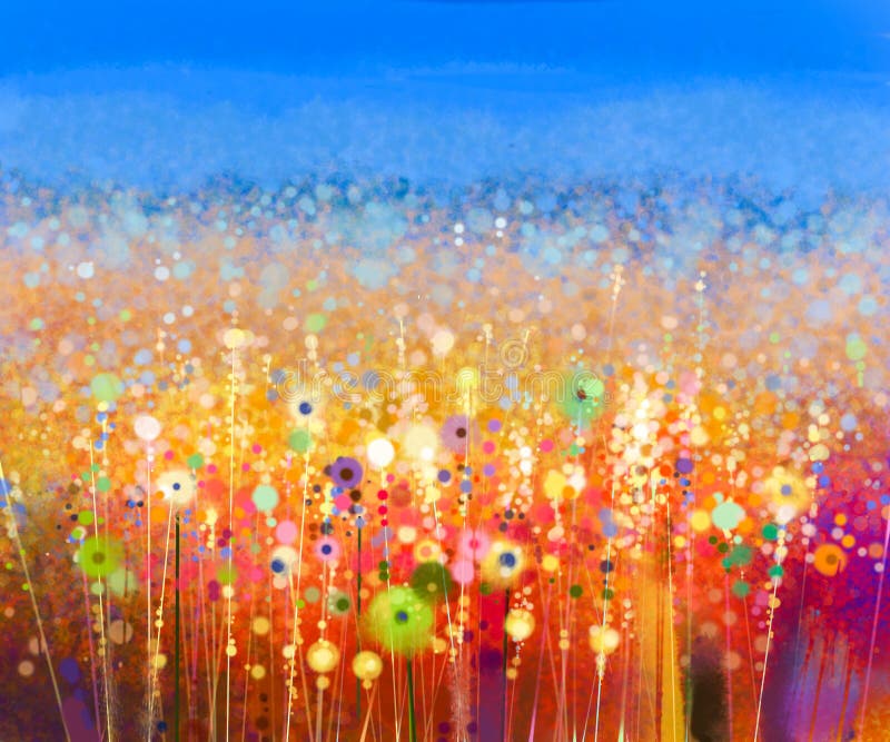 Abstrakte Blumenfeld-Aquarellmalerei lizenzfreie stockfotos