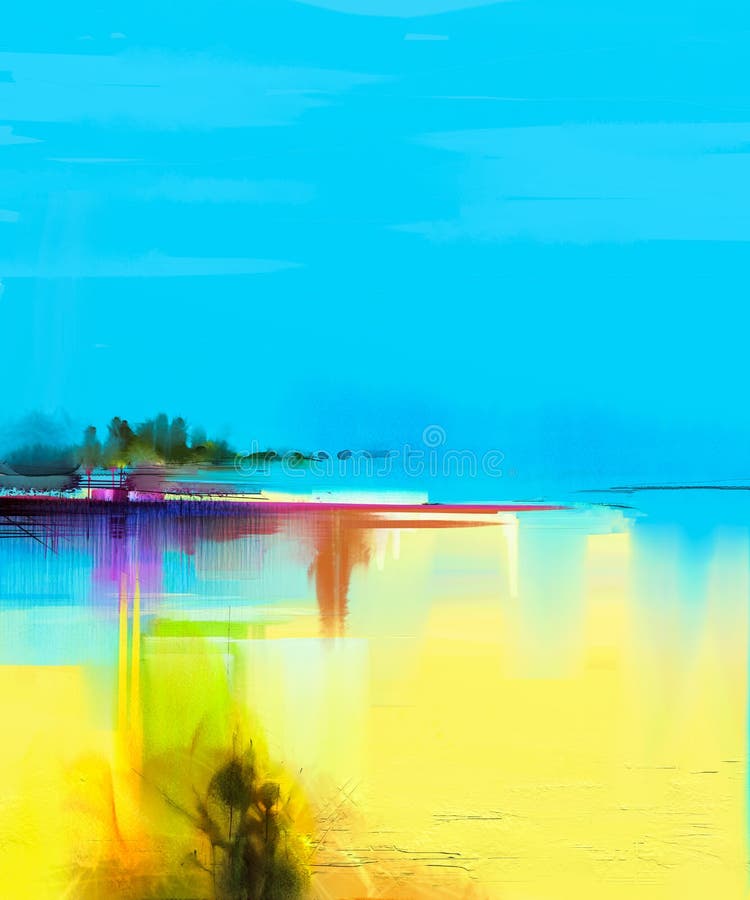 Abstrakte bunte Ölgemäldelandschaft auf Segeltuch lizenzfreies stockbild
