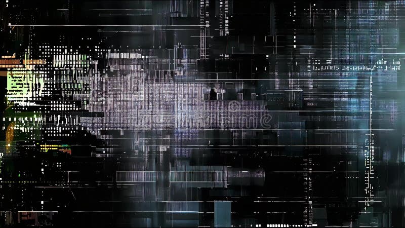 Abstrakte digitale Kunst mit blühenden Schwarz-Weiß-Linien und glitzern über einen schwarzen Hintergrund stock video