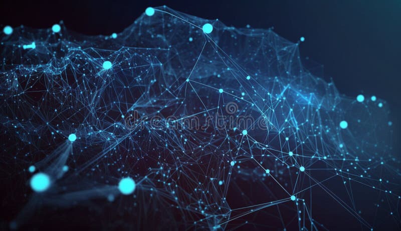 Abstrakte digitale Netzwerkverbindung blauer Hintergrund. generative Hilfe lizenzfreie abbildung