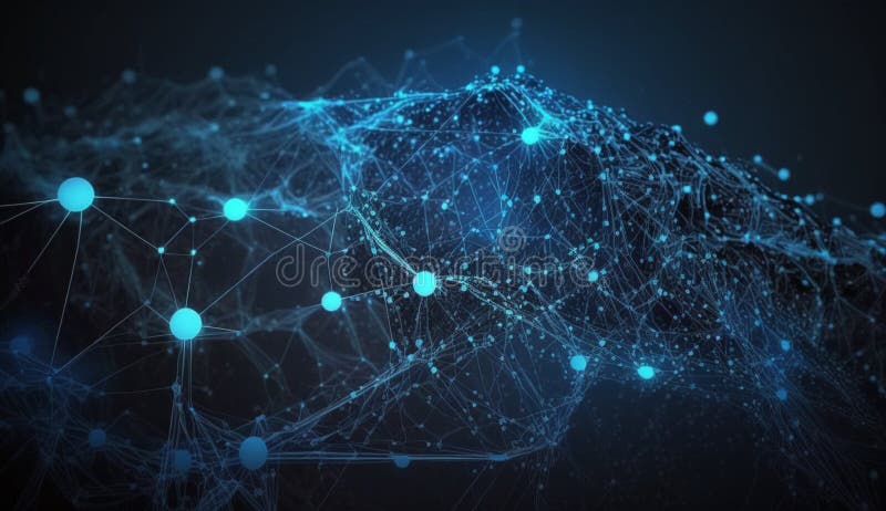 Abstrakte digitale Netzwerkverbindung blauer Hintergrund. generative Hilfe stock abbildung