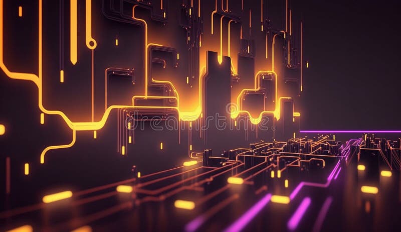 Abstrakte digitale Netzwerkverbindung neon background. generative Hilfe lizenzfreie abbildung