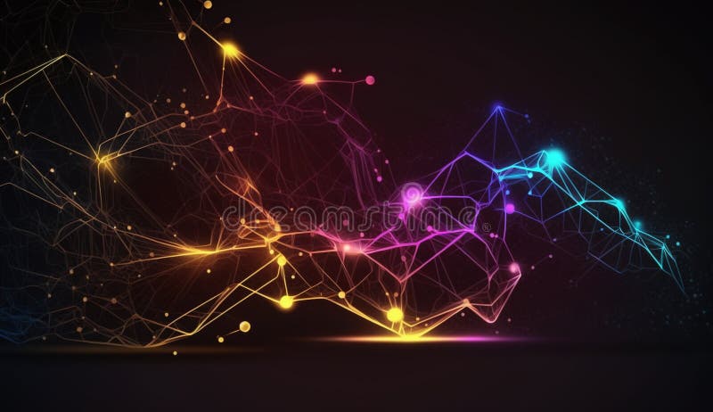 Abstrakte digitale Netzwerkverbindung neon background. generative Hilfe lizenzfreie abbildung