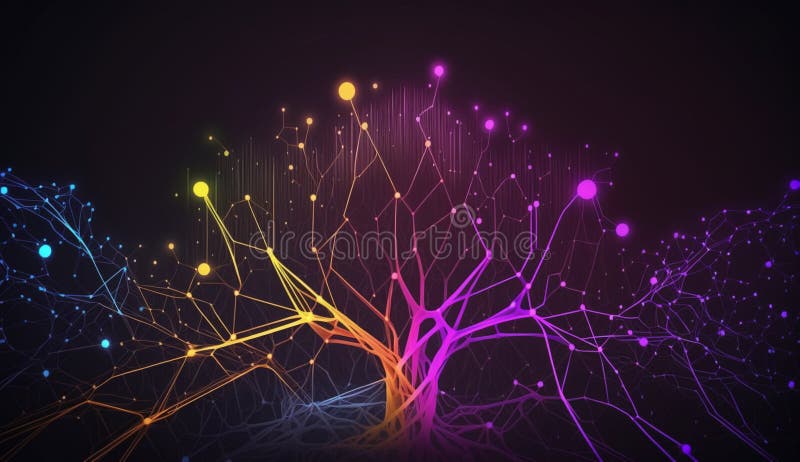 Abstrakte digitale Netzwerkverbindung neon background. generative Hilfe stock abbildung