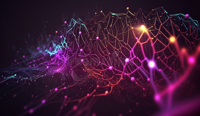 Abstrakte digitale Netzwerkverbindung neon background. generative Hilfe lizenzfreie abbildung