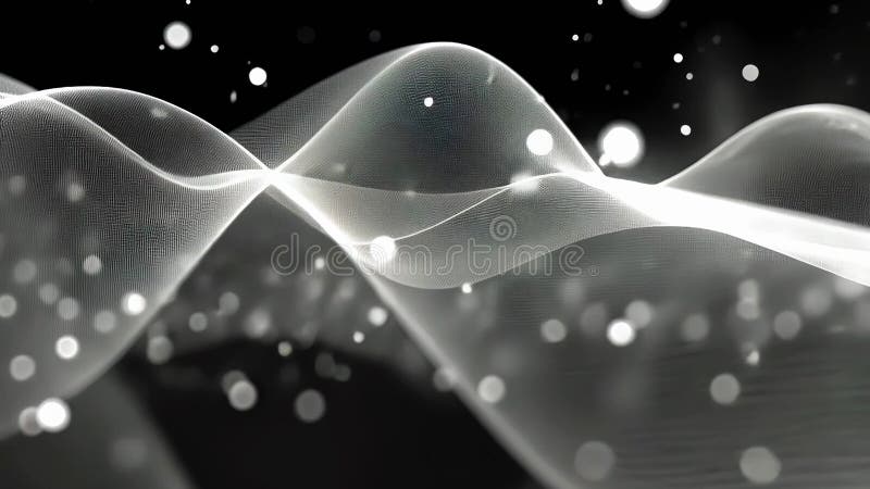 Abstrakte digitale Signalform mit leuchtenden Teilchen in Schwarz und Weiß lizenzfreie abbildung