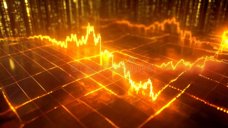 Abstrakte Finanzmarkttrends Visualisierung mit goldenen Datengrafiken und statistischer Analyse vektor abbildung