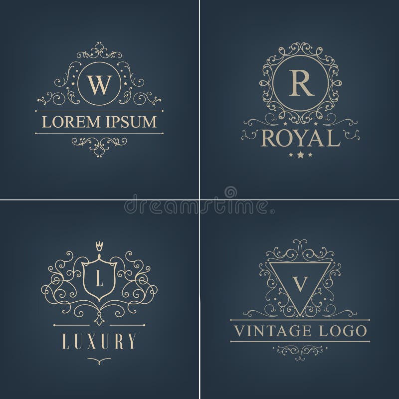 Abstrakte Firmenzeichen des Vektors, Ikonen Stellen Sie kalligraphische elegante Verzierungslinien der Luxuslogoschablone ein vektor abbildung Abstrakte Firmenzeichen des Vektors, Ikonen Stellen Sie kalligraphische elegante Verzierungslinien der Luxuslogoschablone ein vektor abbildung