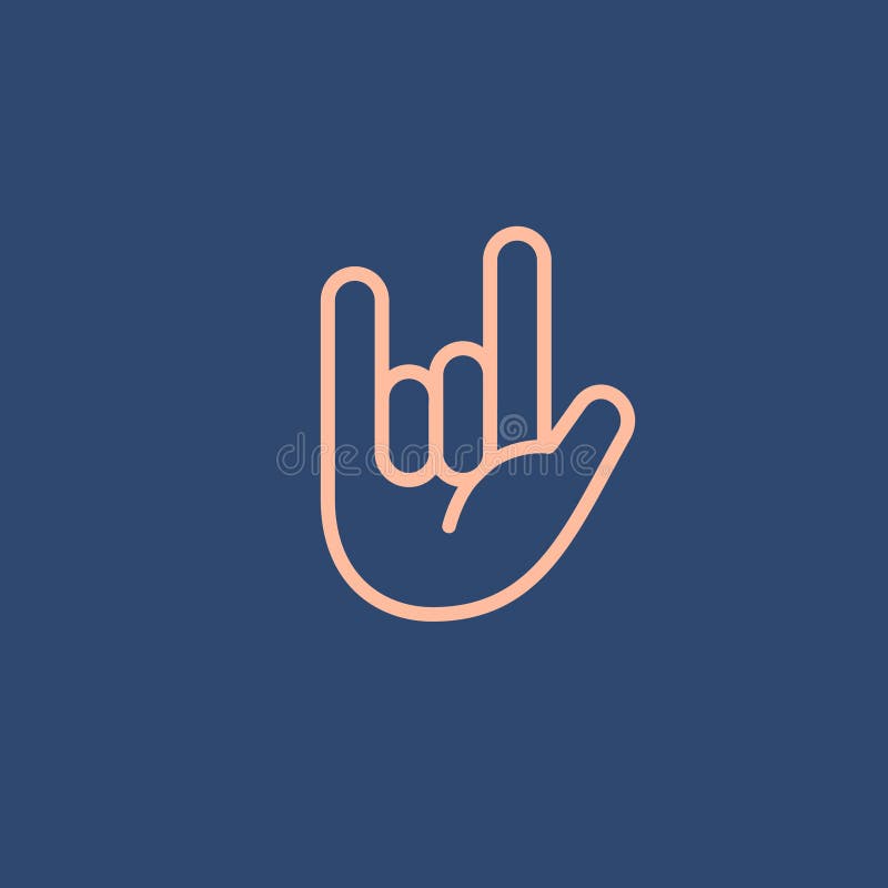 Abstrakte flache Artlinie Ikonenfelsenhand-emoji Emoticon stock abbildung Abstrakte flache Artlinie Ikonenfelsenhand-emoji Emoticon stock abbildung
