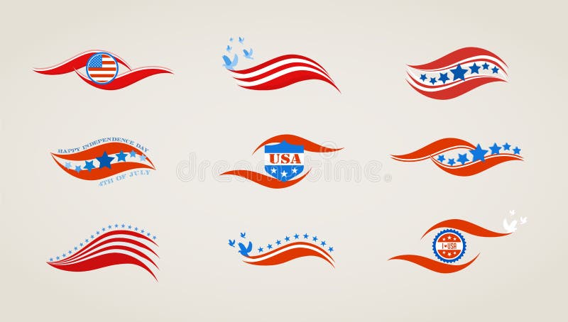 Abstrakte Flaggen für USA-Unabhängigkeitstag vektor abbildung Abstrakte Flaggen für USA-Unabhängigkeitstag vektor abbildung