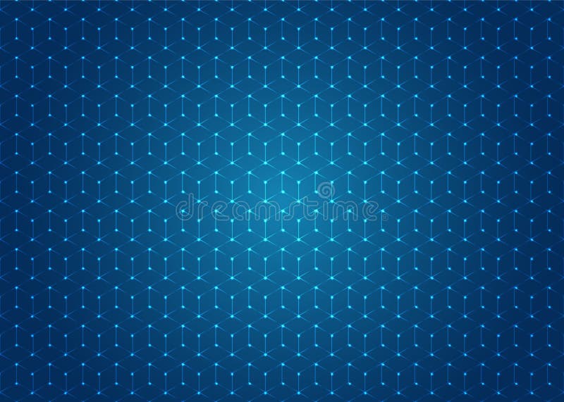 Abstrakte geometrische Hexagonen formen nahtloses Muster mit beleuchtetem Punkt auf blauem Hintergrund stock abbildung Abstrakte geometrische Hexagonen formen nahtloses Muster mit beleuchtetem Punkt auf blauem Hintergrund stock abbildung