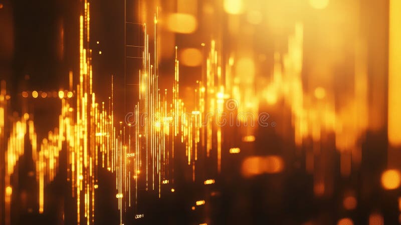 Abstrakte goldene Datenvisualisierung Dieses Bild zeigt einen digitalen abstrakten Hintergrund mit einem goldenen Glanz, der das D stock abbildung