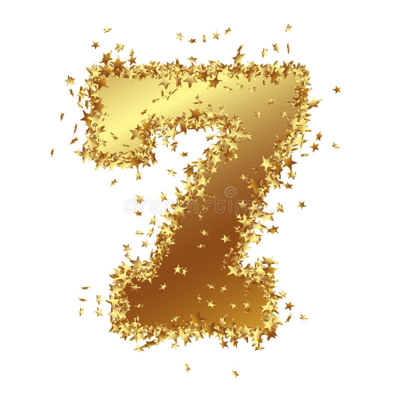 Abstrakte goldene Zahl mit Starlet-Grenze - sieben - 7 vektor abbildung