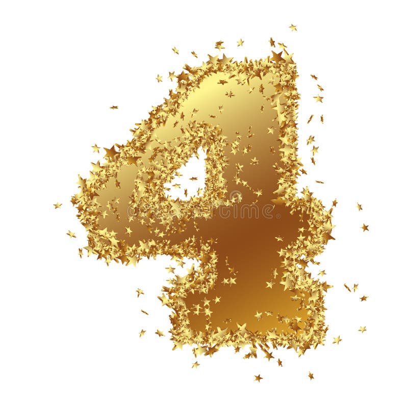 Abstrakte goldene Zahl mit Starlet-Grenze - vier - 4 lizenzfreie abbildung