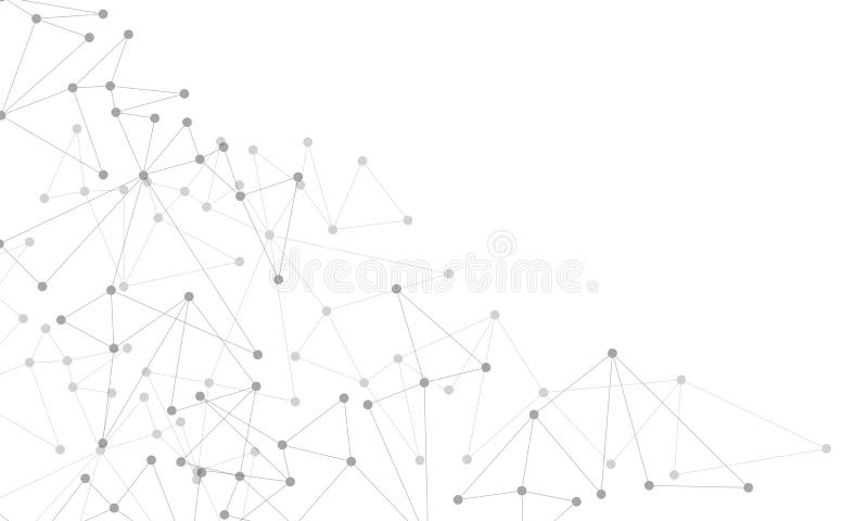 Abstrakte graue Linie Punkt schließen das Netz, das auf Weiß mit Hintergrundvektor der Raumfahrttechnik des freien Raum futuristis lizenzfreie abbildung