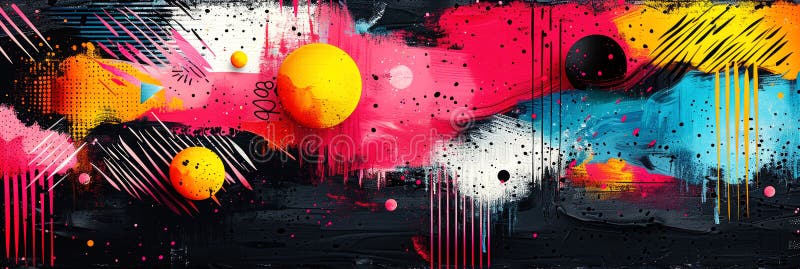 Abstract background illustration of maximalism in the Cluttercore trend with rich colors and bold design touches. Bright banner for the backing. With Generative AI technology. AI generated. Abstract background illustration of maximalism in the Cluttercore trend with rich colors and bold design touches. Bright banner for the backing. With Generative AI technology. AI generated