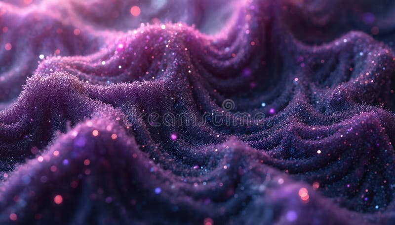Abstrakte Kunst mit wirbelnden Wellenmustern. Purpurfarben. Glitter erzeugt faszinierende visuelle Wirkung. vektor abbildung