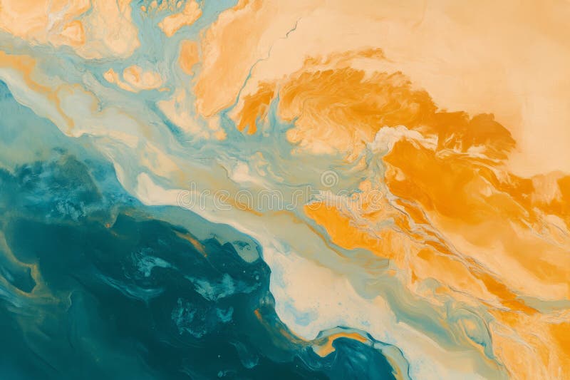 Abstrakte Luftlandschaft einer Wüste mit goldenen Sanddünen und klarem blauen Himmel, die zu einem lizenzfreies stockfoto