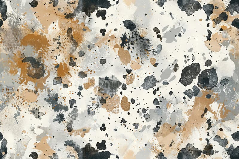 Abstrakte moderne Kunstmalerei mit großen Farbspritzen in braun-schwarz-weiß stock abbildung