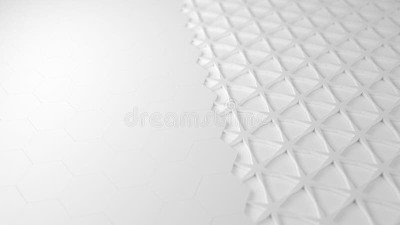 Abstract surface with white hexagon and star pattern with shallow depth of field. 3d render illustration. Abstract surface with white hexagon and star pattern with shallow depth of field. 3d render illustration.