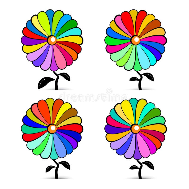 Abstrakte Retro- bunte Vektor-Blumen eingestellt lizenzfreie abbildung Abstrakte Retro- bunte Vektor-Blumen eingestellt lizenzfreie abbildung