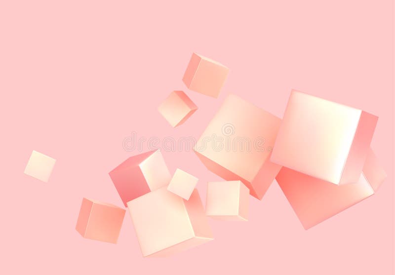 Abstrakte Rosa Hintergrundfarbe mit 3D Kuben. geometrisches Blockmuster.