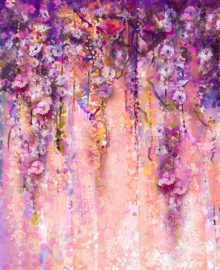 Abstrakte rosa und violette Farbe blüht, Aquarellmalerei han vektor abbildung Abstrakte rosa und violette Farbe blüht, Aquarellmalerei han vektor abbildung