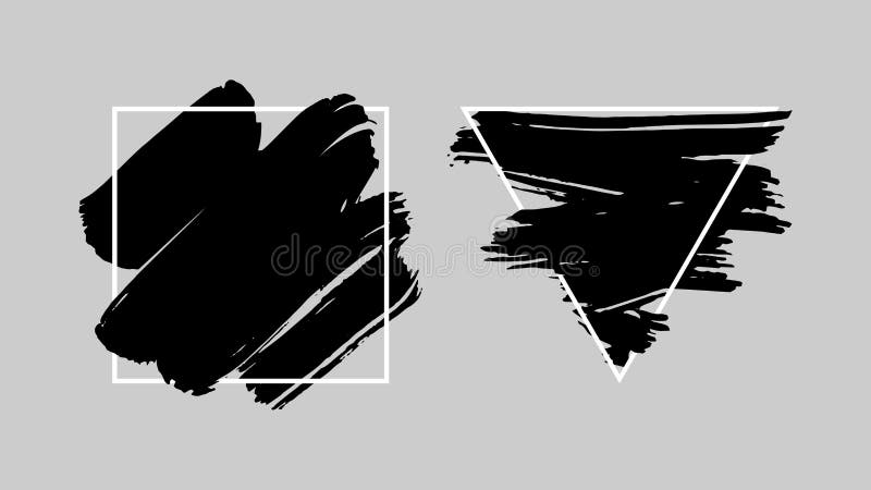 Abstrakte Schmutzhintergrundschablone Schwarzer Bürstenanschlag über Dreieckrahmen und über quadratischem Rahmen lizenzfreie abbildung Abstrakte Schmutzhintergrundschablone Schwarzer Bürstenanschlag über Dreieckrahmen und über quadratischem Rahmen lizenzfreie abbildung
