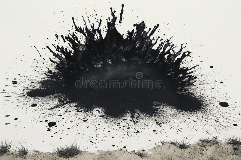 Abstrakte schwarze Farbe spritzt auf weißem Hintergrund mit Platz für Text stock abbildung