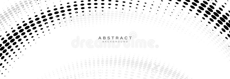 Abstrakte schwarze Halbtonpunktkurve auf weißem Hintergrund. minimaler sauberer moderner Banner. Illustrationsvektor lizenzfreie abbildung