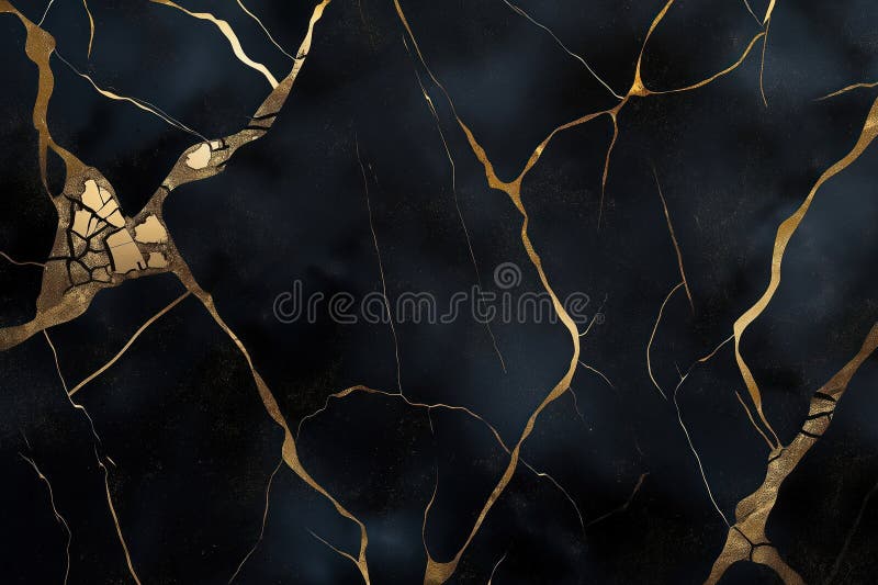 Abstrakte schwarze Marmorstruktur mit goldenen Rissen. dunkler Hintergrund mit komplizierten goldenen Adern. Luxuriöses Design. ge vektor abbildung