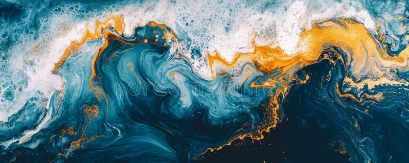 Abstrakte Seewellen mit goldenen Wellen Kunstgeschichte stockbild