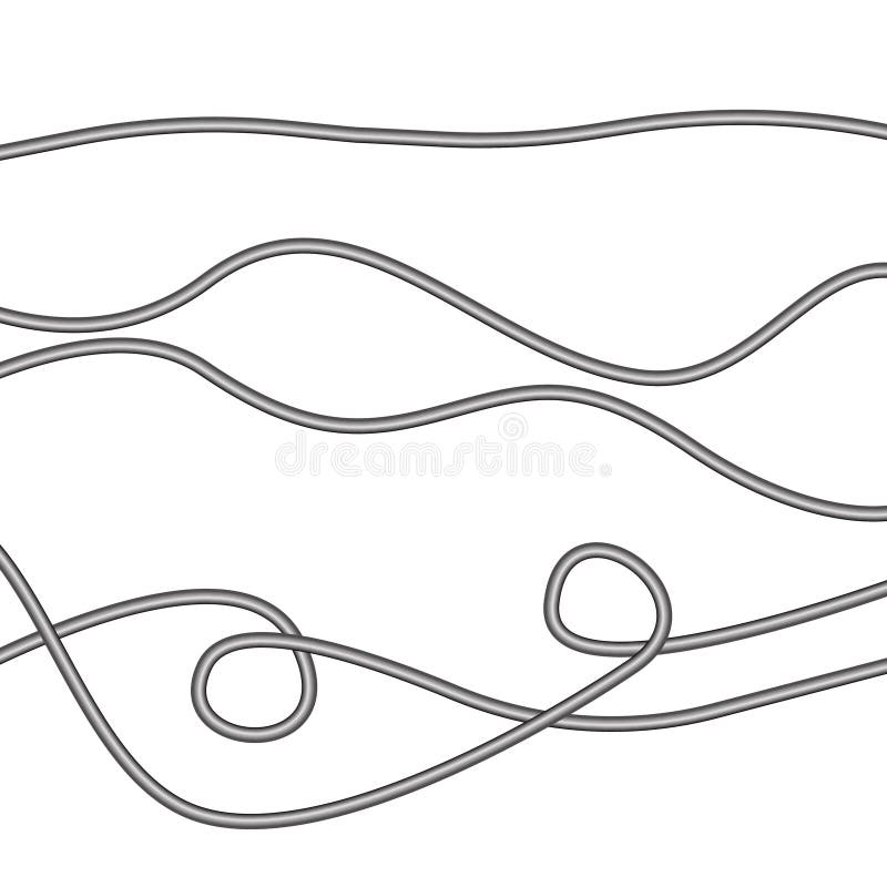 Abstrakte Seillinien. Grau-Vektorgrafik. Wavy-Loop-Design. Minimaler weißer Hintergrund. stock abbildung