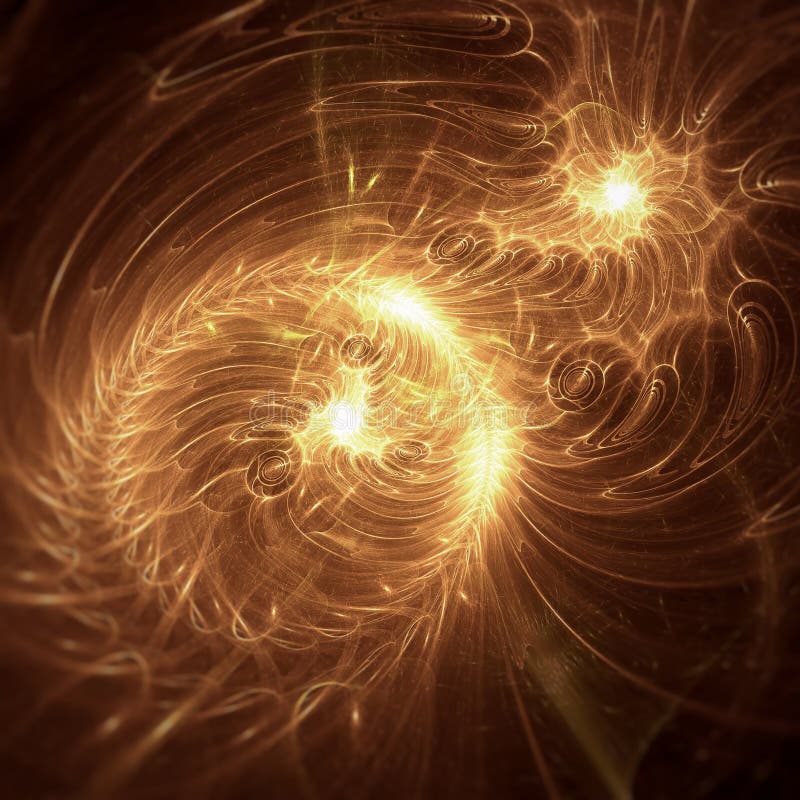Abstrakte Solarstrudelmuster Energie und Fusion in Gold und Orange stock abbildung