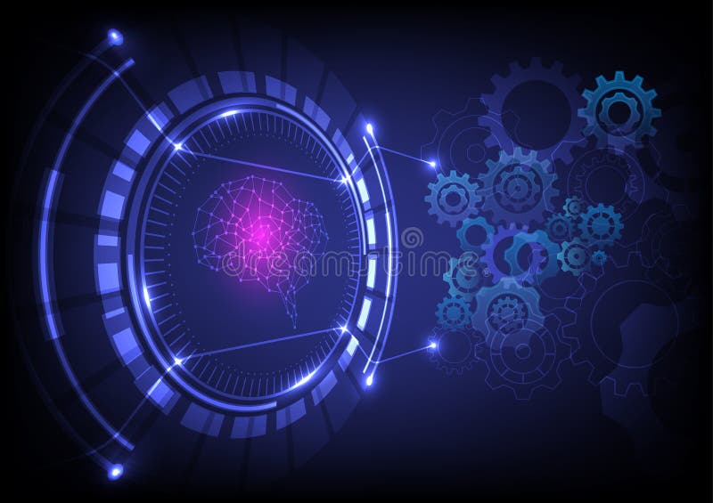 Abstrakte Technologie Hintergrund Technologiekreis Perspektive gibt es ein zentrales drahtgebundenes Gehirn, das rosa leuchtet vektor abbildung