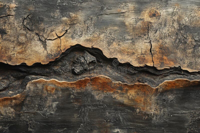 Abstrakte Textur aus gebranntem Holz mit Rissen und dunklen Mustern stock abbildung