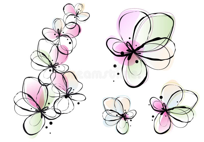 Abstrakte Aquarellblumen, Vektor lizenzfreie abbildung Abstrakte Aquarellblumen, Vektor lizenzfreie abbildung