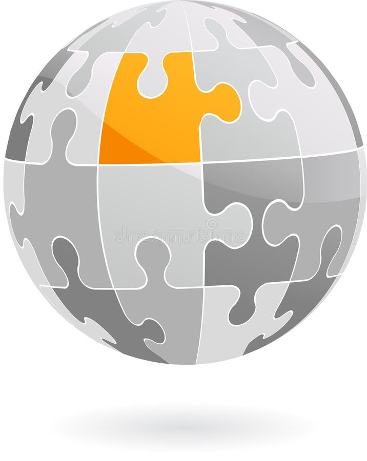 Abstrakte vektorpuzzlespiel-Stückkugel - Zeichen/Ikone stock abbildung Abstrakte vektorpuzzlespiel-Stückkugel - Zeichen/Ikone stock abbildung