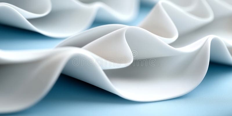 Abstrakte weiße Welle bildet elegante 3D Render Soft Blue Hintergrund Design Wavy Waves stock abbildung