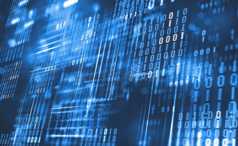 Abstrakter binärer Code Wolkendaten Blockchain-Technologie Digital-Cyberspace lizenzfreie abbildung