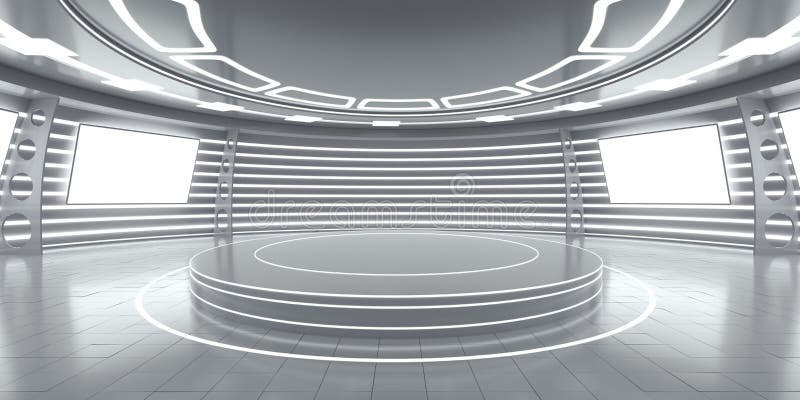 Abstrakter futuristischer Innenraum mit glühenden Platten