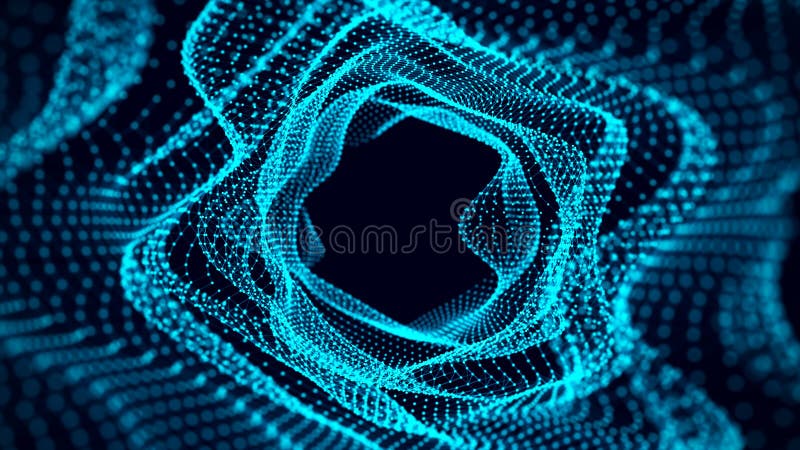 Abstrakter futuristischer unendlicher Tunnel. Dynamic Wireframe Schwarzer Trichter 3d Rendering lizenzfreie abbildung